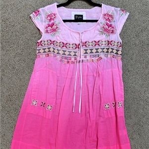 ✨✨SOLD✨✨Biya Johnny Was tunic pockets ombré pink small NWOT cotton
